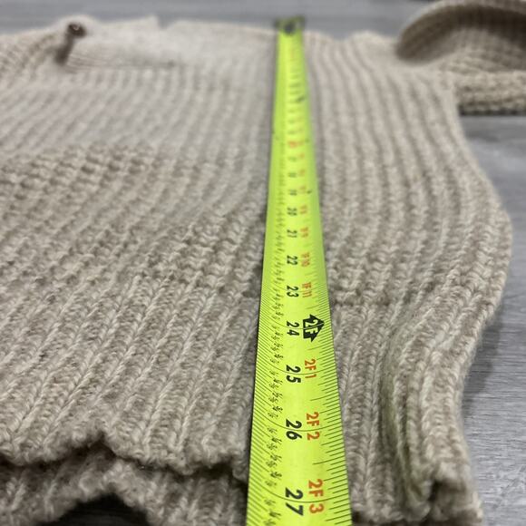 Vintage Woolrich Sweater Mens Large Tan Neutral Tweed Blend Wooden Button - Picture 6 of 7